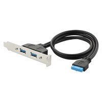DFX 20Pin to Dual USB a Female PCI Bracket Cable 50cm, Blue 5Gbps Super Speed Internal Data Wire for Desktop Computer