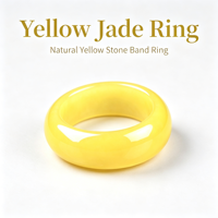 Bague en jadéite jaune naturelle de type A, anneau uni, bijou unisexe en jade, cadeau pour hommes et femmes