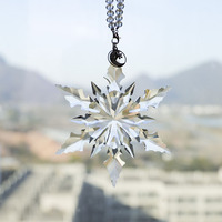 Ornamen Salju Kristal Natal Transparan Model Terbaru 2026, Liontin Salju Kristal Kaca Gantung Grosir