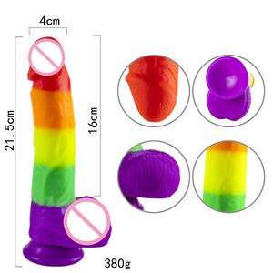 Fabriek Groothandel Realistische Regenboog Dildo Met Sterke Zuignap Basis Enorme Flexibele Grote Dildo Voor Vrouwen Mannen Koppels - Product Image 6