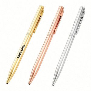 Rose <b>Gold</b> Metal Twist Ball Slim Luxury <b>Pen</b> With Logo Custom Promotional Gifts - Product Image 1