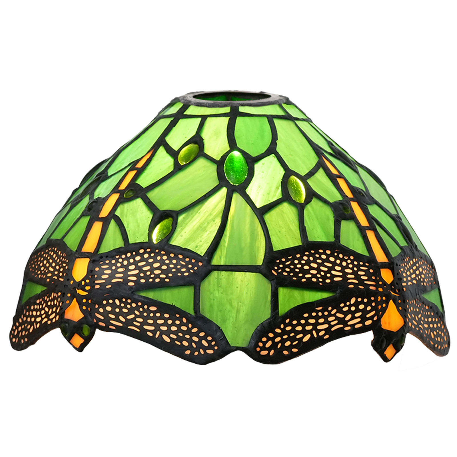 Tiffany Lamp Shade Replacement - 8 Inch Green Dragonfly, image size:1600x1600