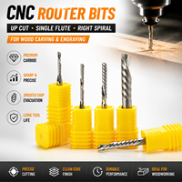 Fresa espiral de carburo sólido de 3.175-6mm de un solo filo de corte ascendente para router CNC, para corte y grabado de acrílico, MDF, madera, PVC y plástico
