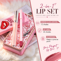 Coffret Lèvres Rose 2-en-1 Marque Blanche : Rouge à Lèvres Haute Brillance et Crayon à Lèvres au Jojoba avec Taille-Crayon – Vente en Gros