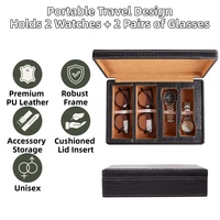 Boîte de rangement pour lunettes et montres en similicuir PU texturé crocodile de luxe, avec logo personnalisé, 4 emplacements, étui organisateur pour lunettes