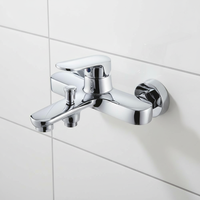 Robinet de douche en laiton chromé poli, finition céramique, à poignée unique, 2 trous, 4 pouces, à montage en surface, durable et traditionnel pour salle de bain