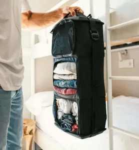 Saco de armazenamento de roupas, viagem, respirável, organizador de pendurar, guarda-roupa dobrável, bolsa pendurada