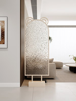 Paravent portable design artistique sur pied, installation sans perçage, panneau en verre trempé, intimité pour porte d'entrée