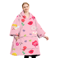 Couverture géante à capuche imprimée personnalisée en usine, taille unique, pour regarder la télévision, cadeaux de la Saint-Valentin