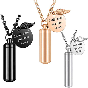 Collier en forme d'aile d'ange, bijou de méditation, support de cendré, avec breloque souvenir, I garde-corps, vous garde à luminosité - Product Image 1
