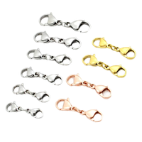 Fermoirs d'extension en acier inoxydable plaqué or 18 carats, double ouverture, fermoir à homard, connecteur pour la fabrication de colliers, bracelets et bijoux DIY