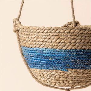 Supporti per Piante a 3 Livelli, Cesto Decorativo in Erba Marina Intrecciata <span class=keywords><strong>da</strong></span> Appendere a Parete, con Vassoi Raccogligocce e Rivestimenti Regolabili in Fibra di Cocco per Fioriere 14 - Product Image 4