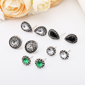 Boucles d'oreilles tendance en cristal et strass, forme goutte d'eau, serti clos, bijoux de fête pour femme, lot de 5 paires - Product Image 4