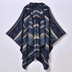 Chal Grueso de Jacquard para Mujer, Otoño Invierno, Nuevo, Cálido, con Capucha, Estilo Étnico - Product Image 4