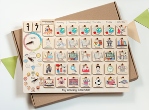 Routine quotidienne pour les enfants, planificateur hebdomadaire pour les tout-petits, tableau des tâches pour enfants, jouets Montessori, calendrier en <span class=keywords><strong>bois</strong></span> perpétuel - Product Image 6