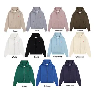 Suéter con Capucha AMI CLAMS, Bordado con Patrón Sólido, Estilo Amor, Primavera-Otoño, Nuevo Cárdigan, Abrigo Informal de Manga Larga para Hombre y Mujer - Product Image 3