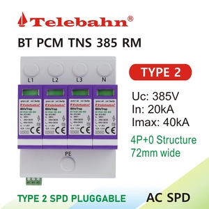 Telebahn AC SPD 4P 275V 320V 385V 20kA -40kA KEMA T2 dispositif de protection contre les surtensions <span class=keywords><strong>TN</strong></span>-S à <span class=keywords><strong>3</strong></span> phases Protection contre les surtensions - Product Image 2