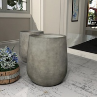 Pot Bunga Beton Minimalis untuk Dalam Ruangan Desain Bundar Bahan Serat Semen Abu-abu Dekorasi Rumah