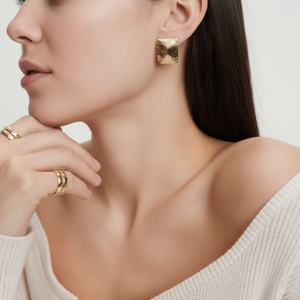 Stevie Ripple <b>Vintage</b> Trendy <b>Gold</b> Plated Stud <b>Earrings</b> Pendant and Drop <b>Earrings</b> with Pearl and Moissanite for Parties - Product Image 1