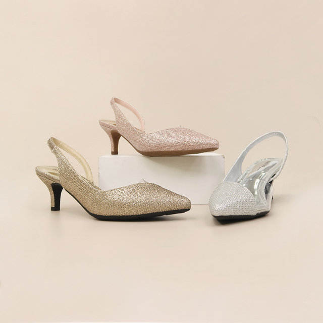 HIGH QUALITY OEM ODM NEW Arrivals Bridal Party Slingbacks Design slip on Pointed Toe Kitten Heels Ladies Women Shoes Pumps