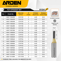 Arden Customized Carbide 3F Straight Bit 12.7mm CNC Router Bit untuk Pemotongan Kayu Alat Pertukangan Kayu CNC yang Dapat Disesuaikan