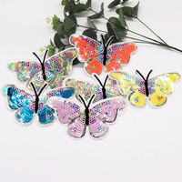 Patch papillon à paillettes, applique brodée colorée à coudre sur les vêtements, accessoires de décoration DIY pour vêtements