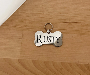 Placa de Identificación Personalizada para Perro, Grabado Cursivo con Nombre, en Plata, Oro, Oro Rosa y Negro - Product Image 2