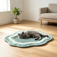 Tapis pour animaux de compagnie en peluche rectangulaire 84x80cm, tissé à la main, moderne, pour chat et chien, vert sauge uni, antidérapant, facile à nettoyer, fermeture à boucle et crochets