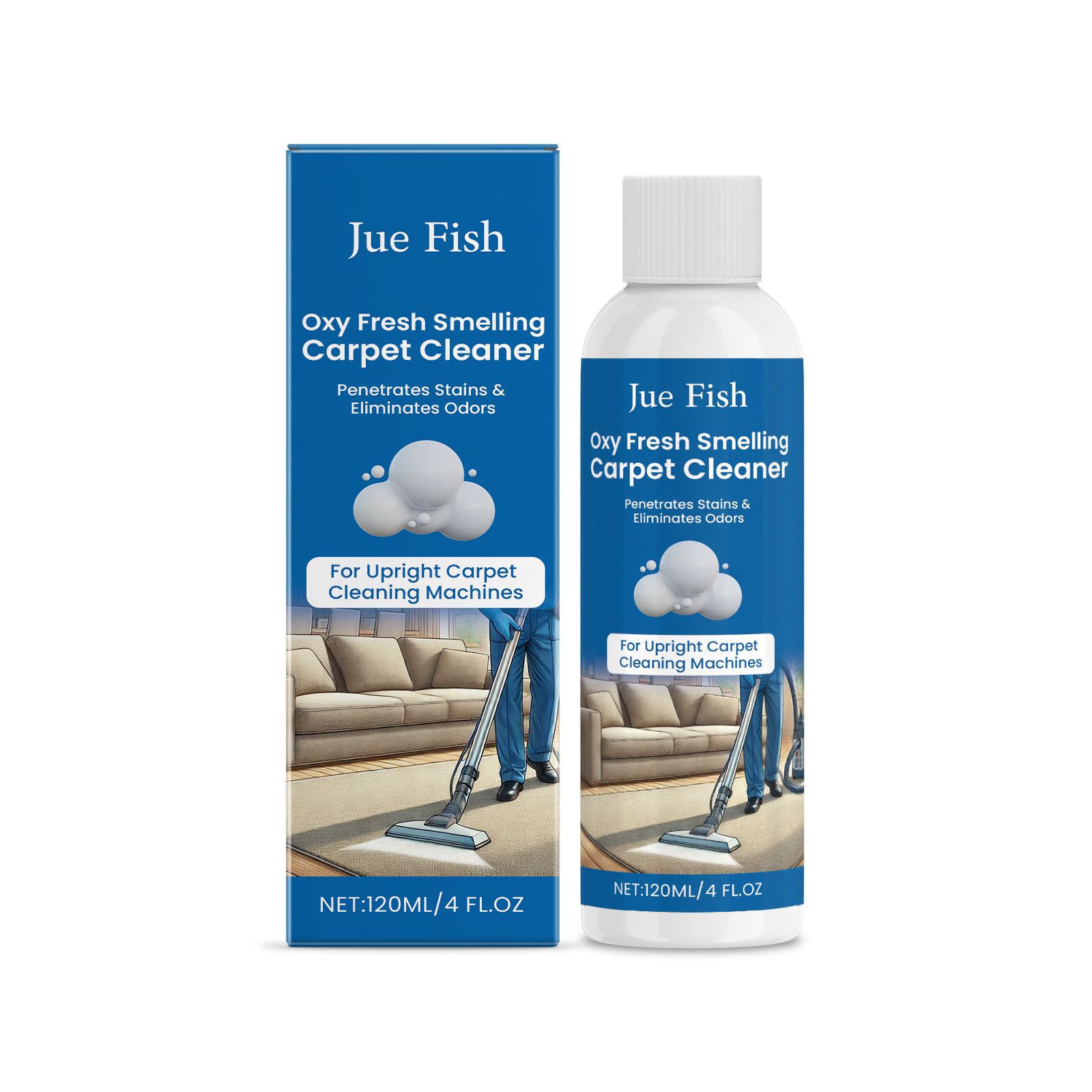 Jue-Fish Upright Bagless Carpet Cleaner Wet and Dry Function for Hotel Use Cleans Stains Like Coffee Grease