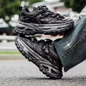 Nouvelles chaussures fermées respirantes en maille à lacets antidérapantes pour hommes, version coréenne, polyvalentes, à semelle épaisse, chaussures de sport décontractées, chaussures de course pour papa - Product Image 4