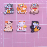 100 pièces de cabochons plats en résine, motifs animaux de dessin animé mignons (chats), breloques pour slime, accessoires pour la création de bijoux DIY, la décoration et le scrapbooking