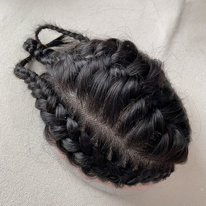 Peluca <span class=keywords><strong>de</strong></span> Cabello Humano <span class=keywords><strong>para</strong></span> Hombre, Peluquín <span class=keywords><strong>de</strong></span> Pelo Trenzado Americano 1B #, Base <span class=keywords><strong>de</strong></span> Encaje Rizado Afro, Cutícula Alineada, Virgen, 100% - Product Image 5
