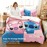 Juego de Ropa de Cama ChamXue, Funda de Edredón y Fundas de Almohada, Serie de Dibujos Animados de Animales, Juego de Ropa de Cama Moderna de 3 Piezas con Estampado de Microfibra, Tela de 200 Hilos