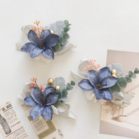 Kain Artistik Lily Boutonniere Korsase Pergelangan Tangan Bisnis/Acara/Tupang Pernikahan Bunga Lapel Gaya Hutan XS050