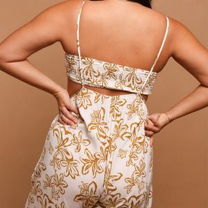 Summer New Bohemian Luxury Printed Tube Top Suspenders Casual <b>Jumpsuit</b> Set OEM Custom Rayon <b>Jumpsuit</b> - Product Image 5