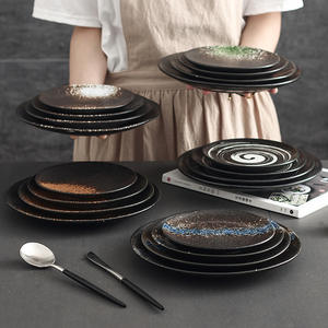 Assiettes à dîner en céramique <span class=keywords><strong>de</strong></span> style japonais minimaliste, personnalisables, écologiques, 6 pouces, 8 pouces, 9 pouces, pour le petit-déjeuner, le steak, les nouilles - Product Image 1