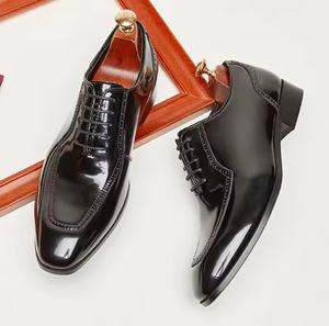 Zapatos Oxford de Vestir para Hombre, Estilo Británico Vintage, de Charol Brillante, con Punta Cuadrada Tallada, Sin Cordones, Impermeables, con Aumento de Altura - Product Image 5