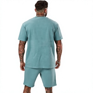 Fabrication OEM, ensemble t-shirt et short pour homme, style décontracté, été, 100% coton, uni, ensemble de mode pour homme, été, en vente - Product Image 2