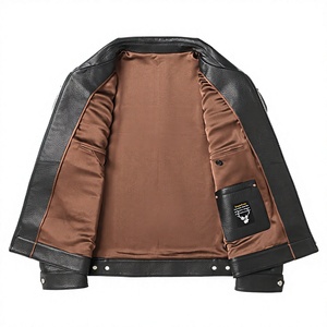 Chaqueta de Cuero para Hombre, Manga Larga, Estilo Clásico, para Todas las Estaciones, Resistente al Viento, Impermeable, Ignífuga, Negra, Roja, Marrón, Amarilla - Product Image 2