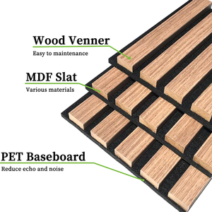 Paneles de pared de listón <span class=keywords><strong>Akupanel</strong></span> Paneles de pared de madera de listón de nogal natural <span class=keywords><strong>Akupanel</strong></span> de absorción de sonido para paredes y techos - Product Image 3