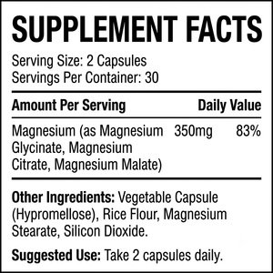 OEM ODM Complejo de Magnesio 350mg Magnesio Elemental 3 Fuentes 60 Cápsulas Suplemento Dietético para Adultos - Product Image 2