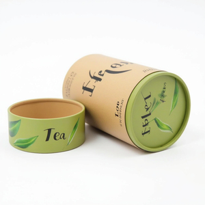 Biodegradable Kraft Paper <b>Round</b> Gift <b>Box</b> with Lid Custom Coffee & Food Packaging Canister Matt Lamination Options - Product Image 2