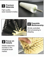 Brosse à tambour haute durabilité, brosse de nettoyage industrielle, personnalisable