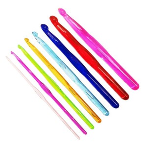 Colored Plastic <b>Crochet</b> <b>Hook</b> 3.0-12MM Transparent Thickened Yarn Knitting Tool Single Headed Craft Supply - Product Image 5
