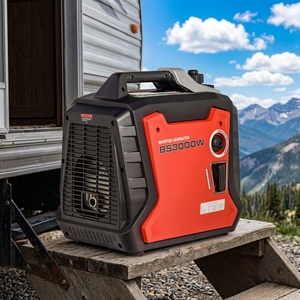 Générateur onduleur portable <span class=keywords><strong>BISON</strong></span> (CHINE) à démarrage manuel, monophasé 110V 220V 50Hz, 7 CV 2500W 2.5KVA, 4 temps - Product Image 1