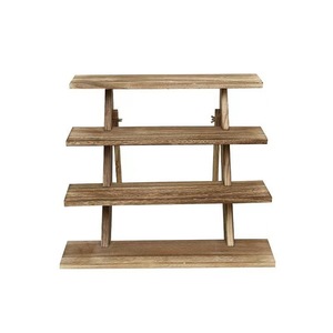 Wooden Multi Tier <b>Shelf</b> 4 Layers Standing Type Multipurpose Storage Rack Retro Color Solid Wood Decorative <b>Display</b> <b>Unit</b> - Product Image 1