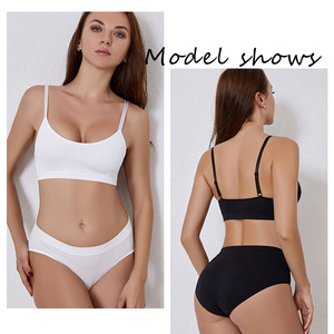 Conjunto de lencería personalizada para mujer, conjunto de bragas de sujetador sin costuras, Sujetador deportivo elástico Sexy, Bralette, <span class=keywords><strong>Top</strong></span> corto, traje - Product Image 3