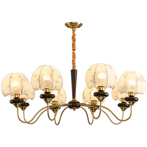 Lustre en tissu élégant de Style français plafonnier en bois de frêne pour la décoration de salon de restaurant de luxe - Product Image 6