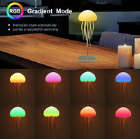 Lampe Méduse Dansante Intelligente Rechargeable RVB à Dégradé, Lampe de Chevet Méduse, Lumière Ambiante, Veilleuse Méduse à Commande Vocale