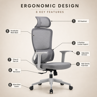 Chaise de bureau ergonomique moderne en maille, confortable, réglable en hauteur, pivotante, pour la maison, le bureau et les salles de conférence – Offre Spéciale